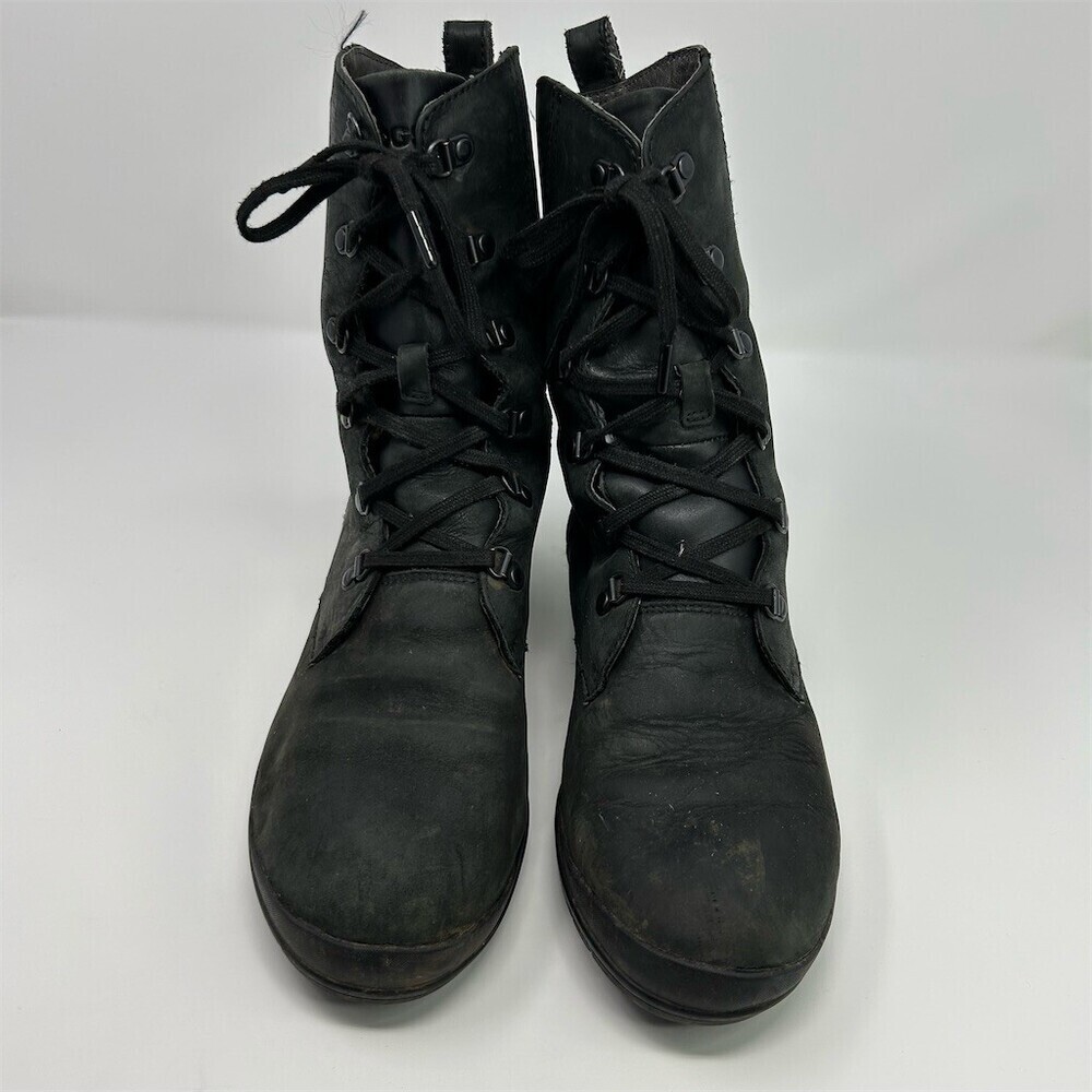 Bogs Carrie Lace Mid Combat Boots Black Leather Waterproof Lace Up Size 10 - Picture 5 of 14